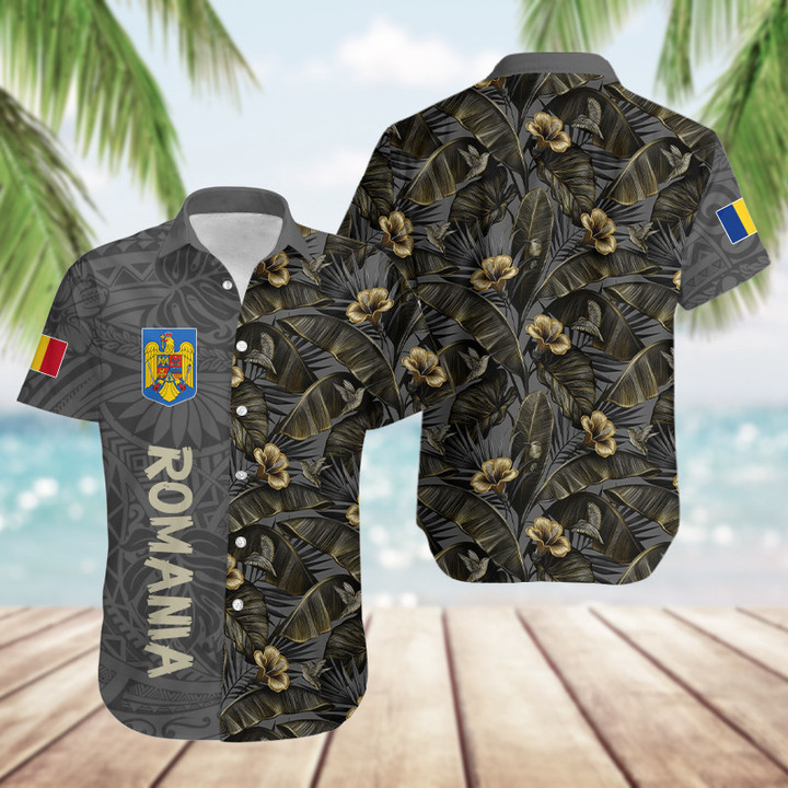 Restocked Mall - - Romania Hibiscus Pattern Maori Hawaiian Shirt