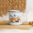 Sleeping Fox Enamel Mug Cute Fox Camping mug Birthday Gift Milk Mug
