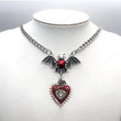 Red Bat Necklace Devil's Eye Heart Pendant