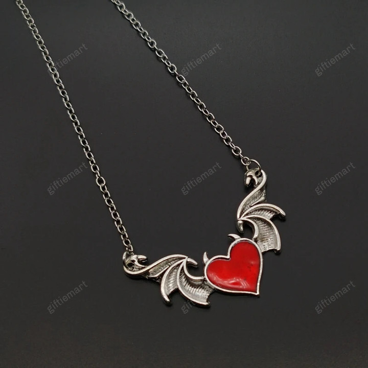 Bat Wing Necklace Black Red Love Pendant Necklace Women Bat Wing Necklaces
