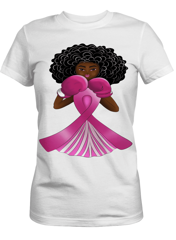 Black women is fighter shirt breast cancer awareness month tshirt