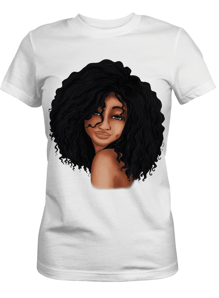 Shirt for black girl sexy poppin melanin afro hair women art shirt for black women