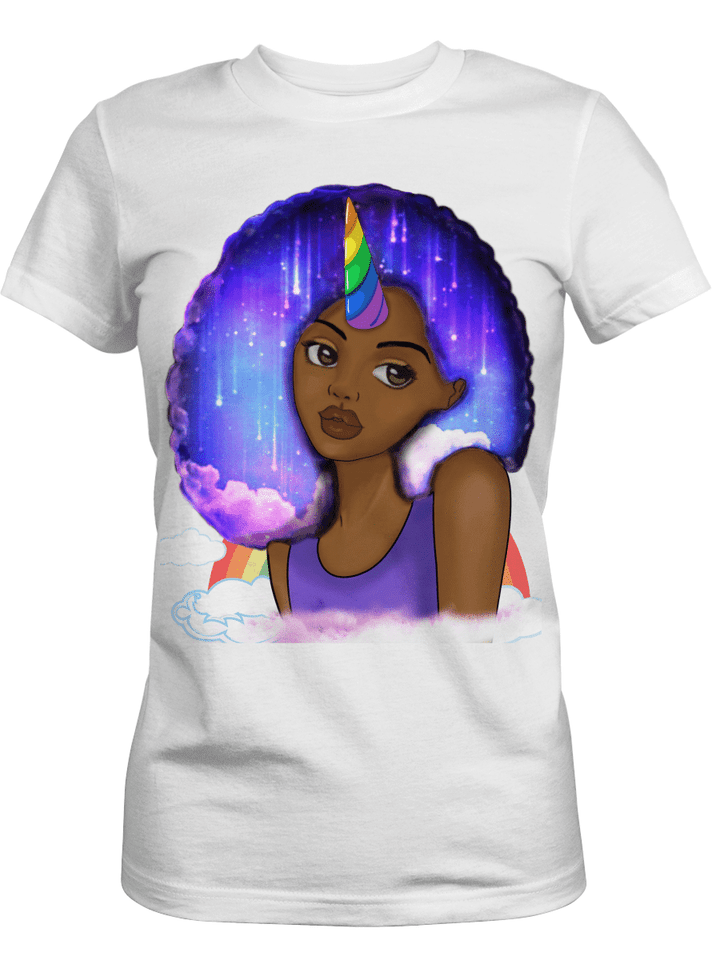 Unicorn black girl shirt for afro black girl