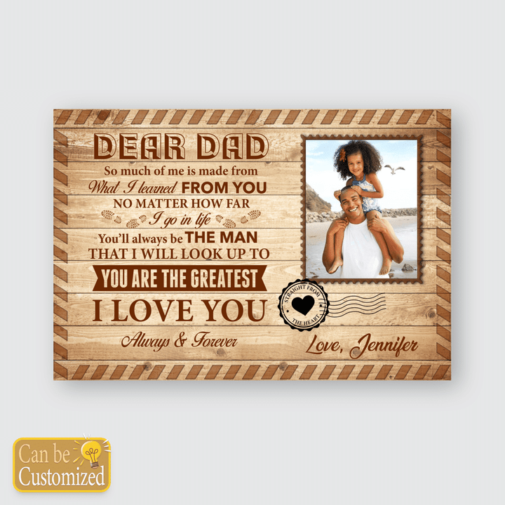 father's day Daughter to dad black father personalized canvas poster photo father's day gift
