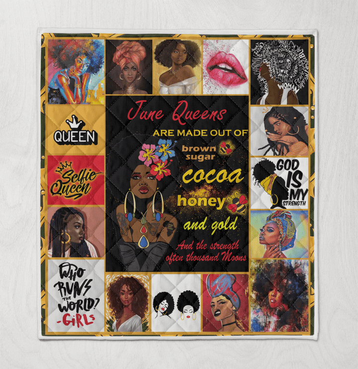 Birthday quilt for black girl art quilt for june queens quilt for black women
