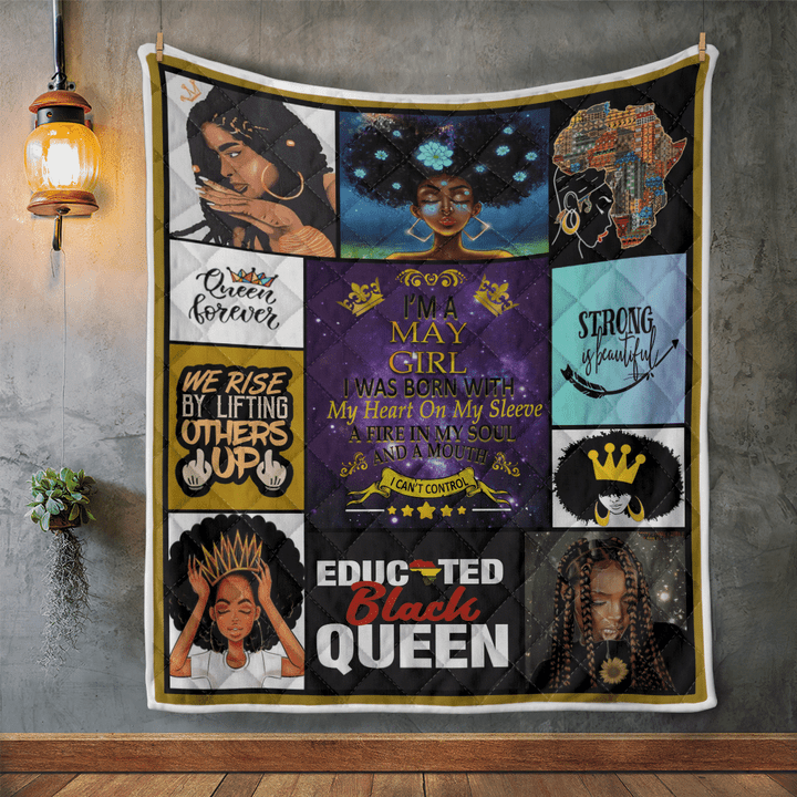 Birthday quilt for black queen art quilt for may girl quilt for black women