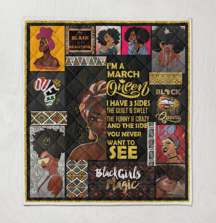 Birthday quilt for black girl art quilt for march queen quilt for black women