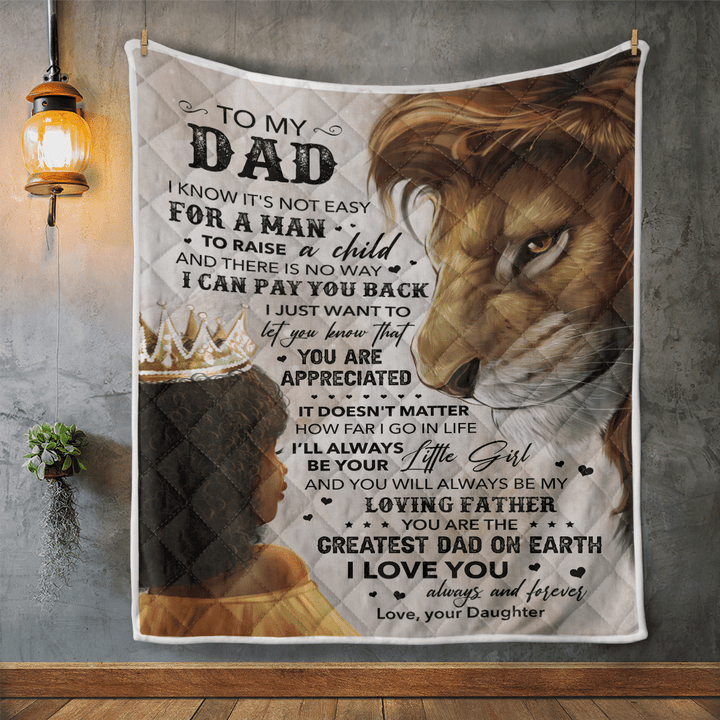 father's day Blanket for dad lion art blanket for black father from daughter to dad blanket