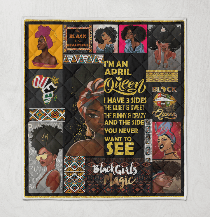 Birthday quilt for black girl art quilt for april queen quilt for black girl