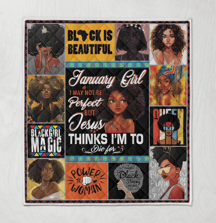 Birthday quilt for afro black girl art quilt for january girl quilt for black women