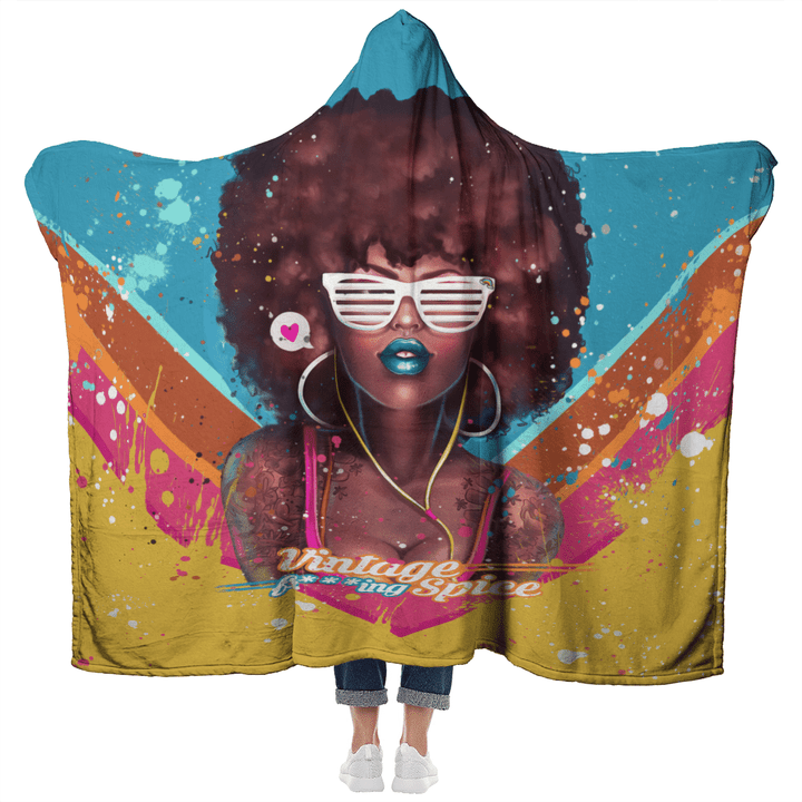 Cool blalck girl hooded blanket for black girl colorful art hooded blanket for black women