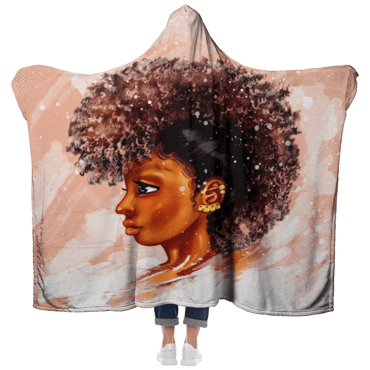 Hooded blanket for black women afro dreadlock art hooded blanket for black girl
