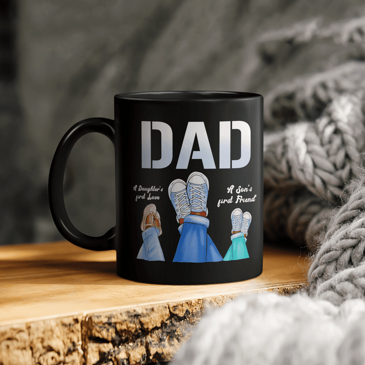 father's day Mug for dad black dad gifts dad a daughter's first love a son's first hero mugs