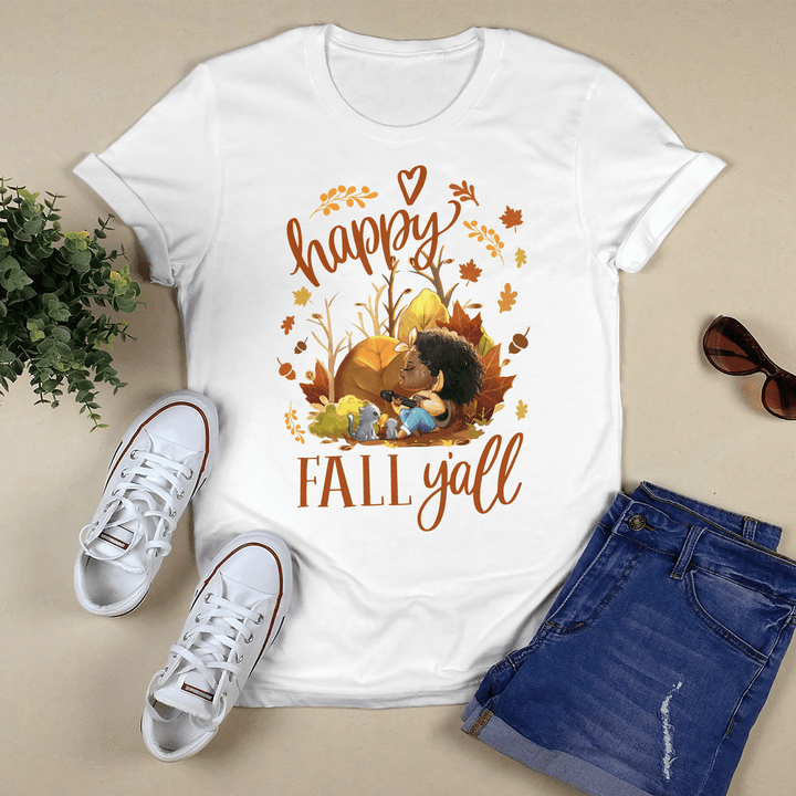 Happy Autumn shirt for funny tshirt black kid chibi happy fall ya'll shirts
