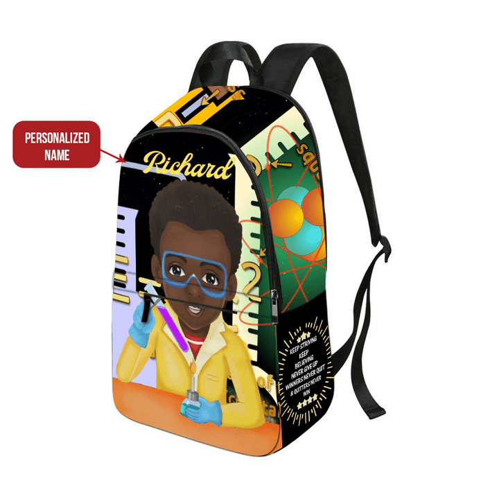 Personalized backpack for black boy scientist backpack back to school bookbag