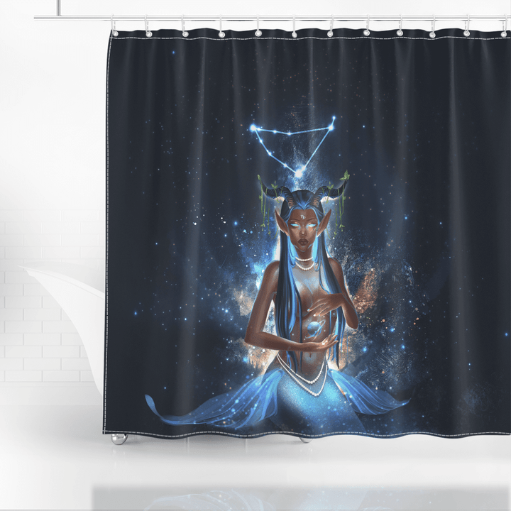 Zodiac shower curtain birthday gift for black girl zodiac shower curtain black girl capricorn shower curtain
