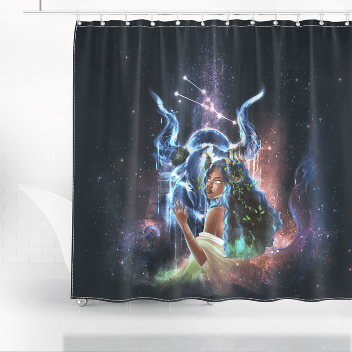 Zodiac shower curtain birthday gift for black girl zodiac shower curtain black girl taurus shower curtain