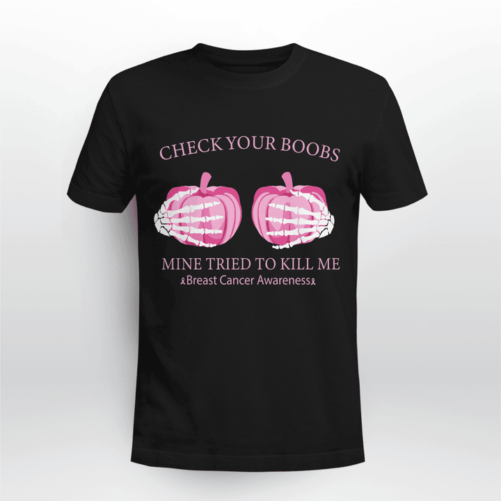 Breast cancer awareness tshirt for black woman shirt check your boobs mine tried  shirtto kill me