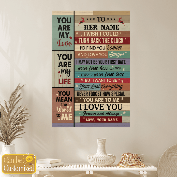Personalized canvas couple wall art gift for loved canvas poster I wish I could turn back the clock canvas Valentine's day gift