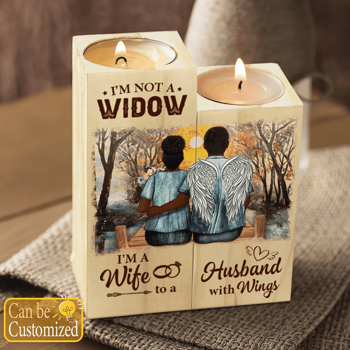 Personalized candle holder I'm not a widow I'm a wife to a husband wings candle holder Valentine's day gift