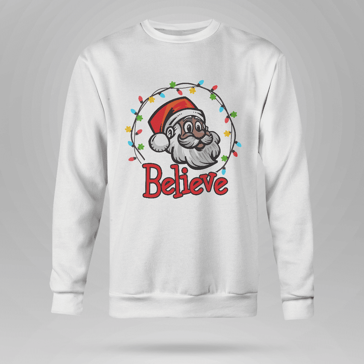 Black santa sweatshirt hoodie santa believe shirt