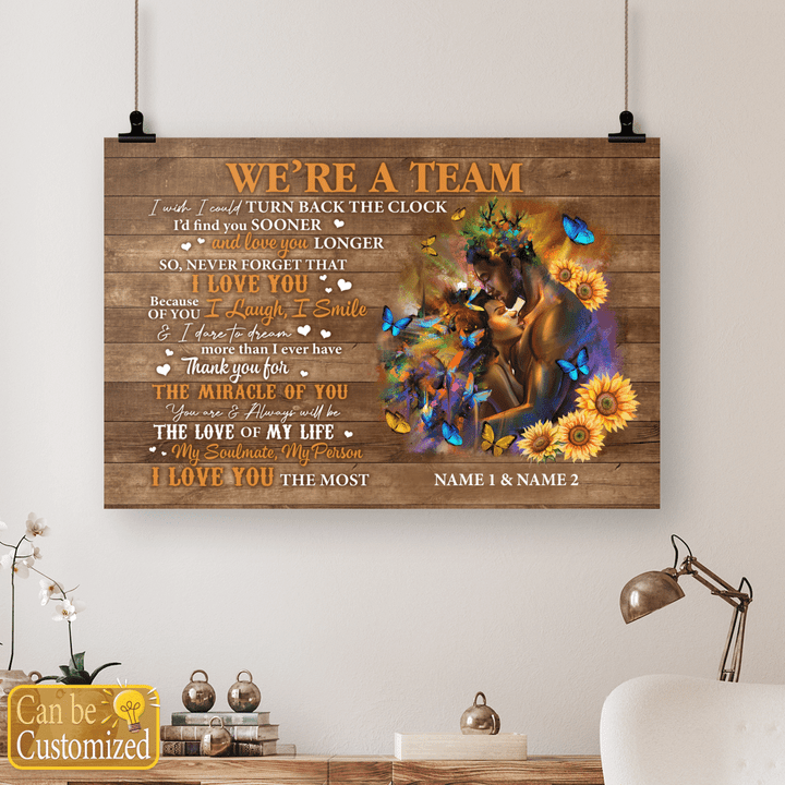 Personalized canvas for loved black couple We're a team canvas custom name Valentine's day gift