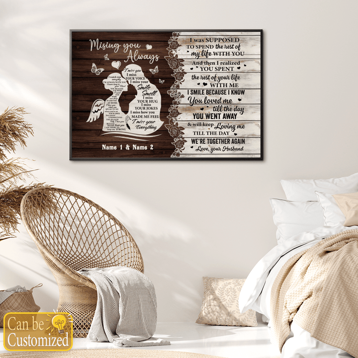 Personalized canvas poster for loved widower missing you always canvas poster custom name Valentine's day gift