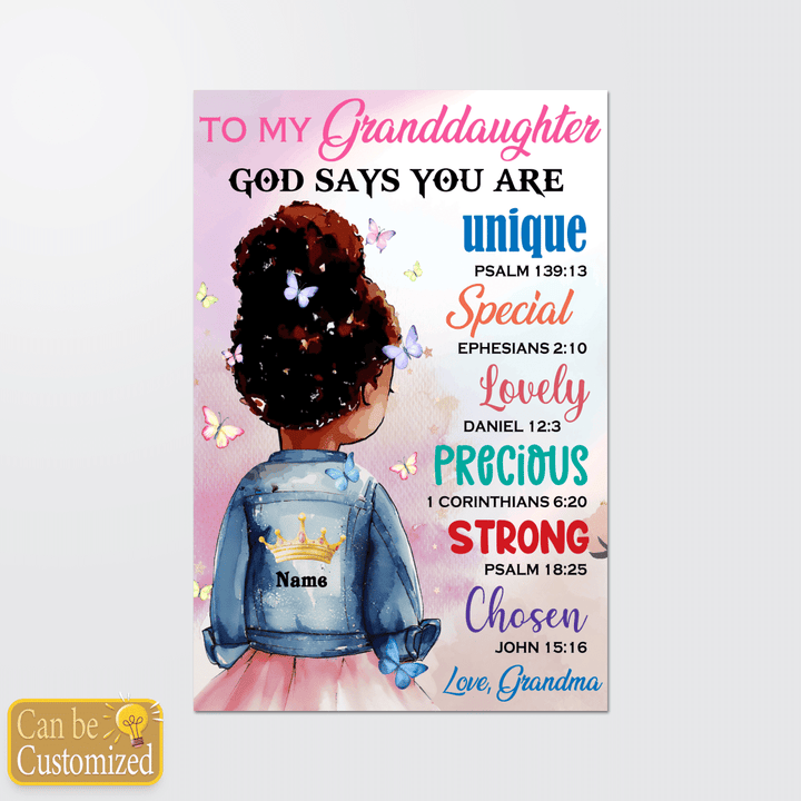 Personalized Canvas God Says You Are Unique Canvas Black Kid Wall Decor Melanin Poster