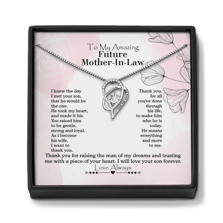 Heart Necklace To Future Mother-In-Law Necklace Mother Of The Groom Necklace Gift From Daughter-In-Law Thank You For Raising The Man Of My Dreams