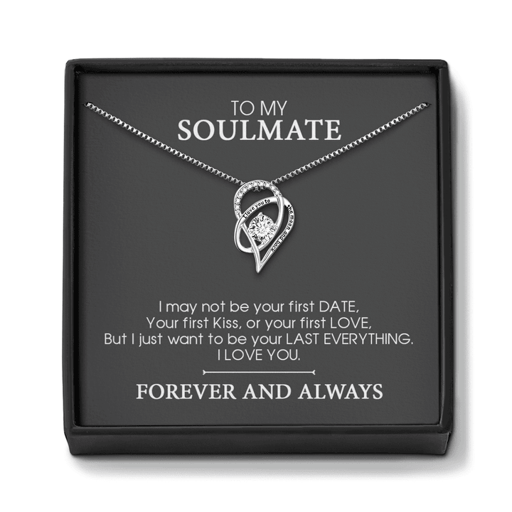 Heart Necklace To My Soulmate Necklace Gift For Her Gift for Wife Girlfriend Anniversary Gift I Love You Forever & Always