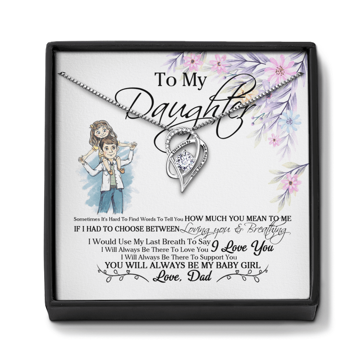 Heart Necklace To My Daughter Necklace Daughter Gift From Dad Necklace For Daughter You Will Always Be My Baby Girl