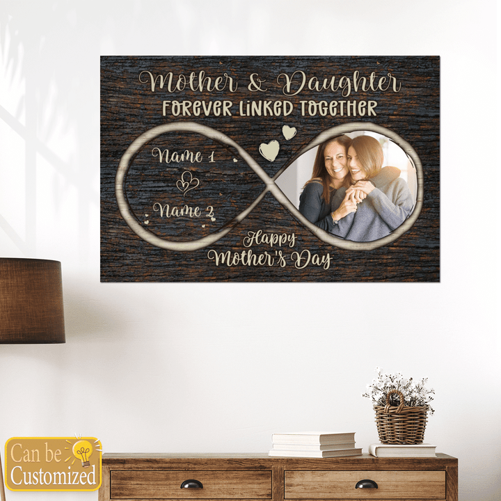 Mother's day canvas Personalized canvas poster for mom mother & daughter forever linked together wall art for mom mothers day gift