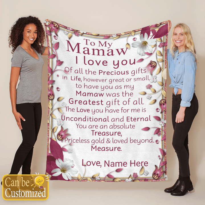 Mother's day personalized blanket for grandma mamaw have you as my mamaw was the greatest gift of all blanket gift for grandma happy mother's day blanket