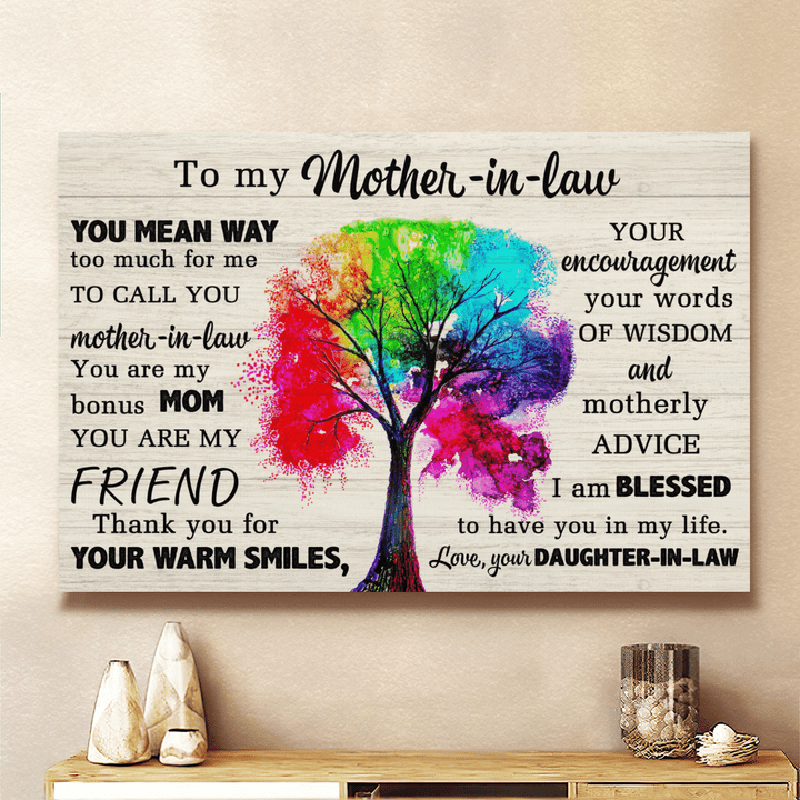 Mother's day canvas poster for mother-in-law you mean way too much for me canvas poster mother's day gift for mom-in-law happy mother's day wall art