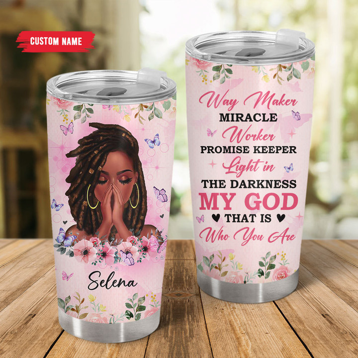 Personalized Christian Gift For Women Way Maker Miracle Worker Faith Tumbler, Faith Bible Religious Tumbler