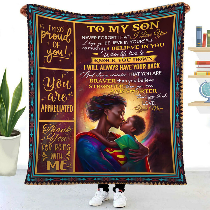 Son Blanket From Mom, Superhero Mom Never Forget That I Love You Blanket For Son Birthday Gifts