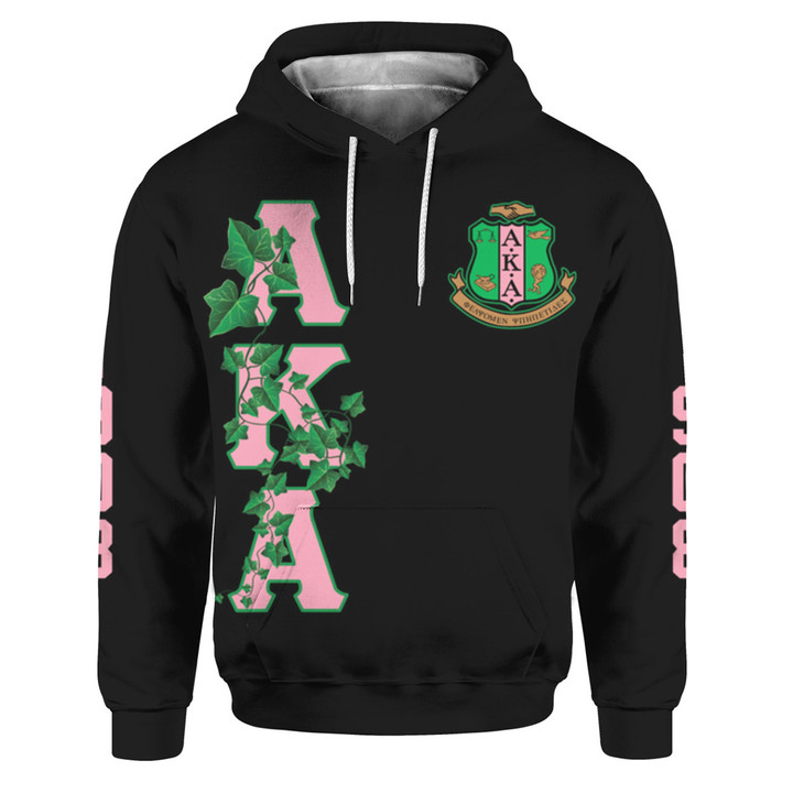 Alpha Kappa Alpha 1908 Clothing, 1908 Pretty Girl Hoodie, Aka Paraphernalia, Pink And Green Zip-Hoodie