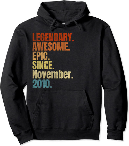 Retro Legendary Since November 2010 T Shirt 9 Years Old Pullover Hoodie