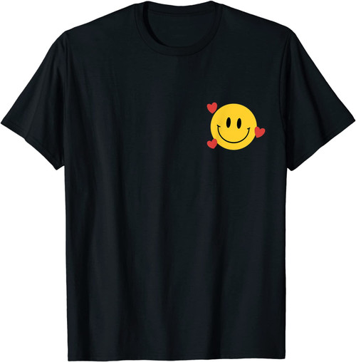 Retro Vibe Happy Smile Smiley Face With Hearts T-Shirt