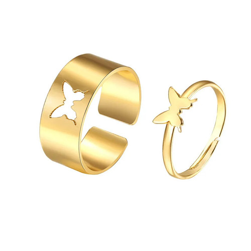 Trendy Butterfly Couple Rings