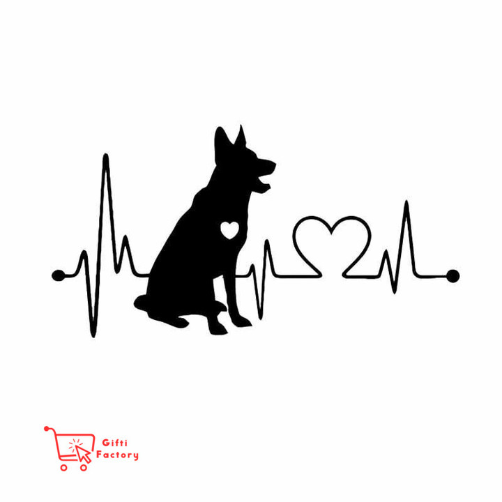 German Shepherd Vinyl Film Stickers heartbeat