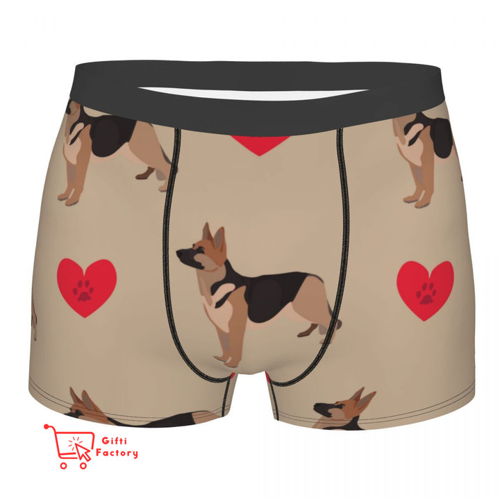 Underwear Men Boxers Dog German Shepherd With Hearts