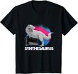 Synth Analog Vaporwave T Rex - Synthesaurus Synthesizer T-Shirt