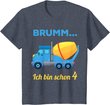 Kinder 4. Geburtstag Jungen 4 Jahre 4-jährig Betonmischer Geschenk T-Shirt