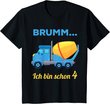Kinder 4. Geburtstag Jungen 4 Jahre 4-jährig Betonmischer Geschenk T-Shirt