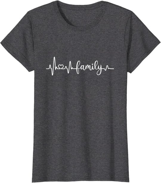 Familie Herzschlag Mama Papa Sohn Tochter I love my family T-Shirt