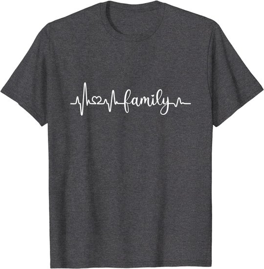 Familie Herzschlag Mama Papa Sohn Tochter I love my family T-Shirt