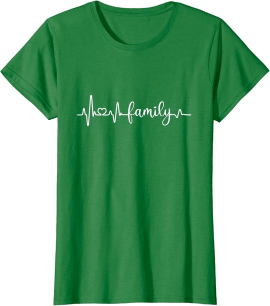 Familie Herzschlag Mama Papa Sohn Tochter I love my family T-Shirt