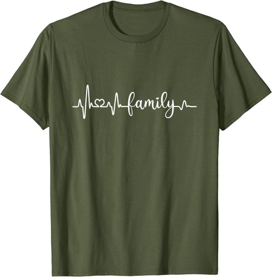 Familie Herzschlag Mama Papa Sohn Tochter I love my family T-Shirt