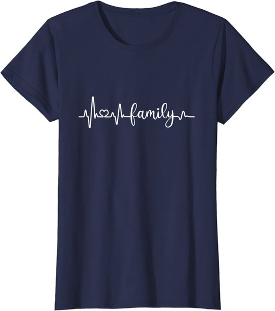 Familie Herzschlag Mama Papa Sohn Tochter I love my family T-Shirt